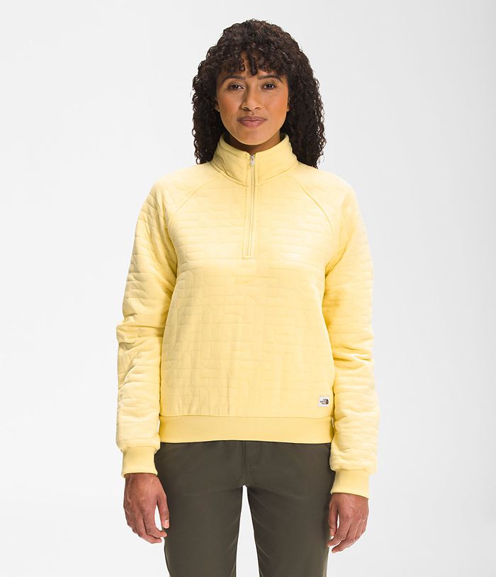 Pullover The North Face Mujer Longs Peak Quilted ¼ Zip Amarillo - Peru 49751IVRT